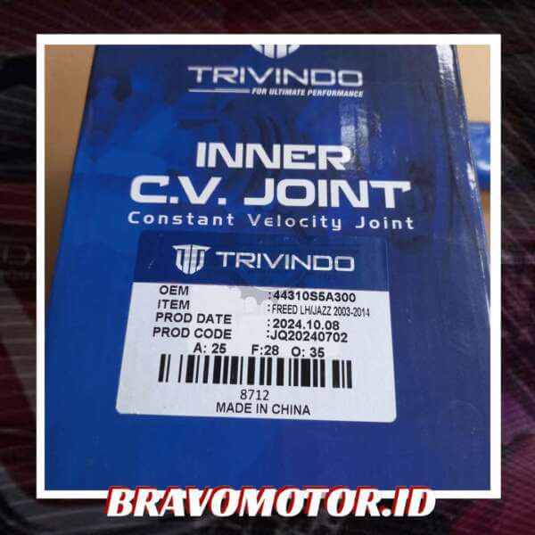 Trivindo 44310-S5A-300 CJIHO-020 25X29X35 CV joint INNER / Kokel dalam GD3 kiri/RH GD8 matik kiri/RH GE8 manual kiri/RH GB3 matik kiri-2