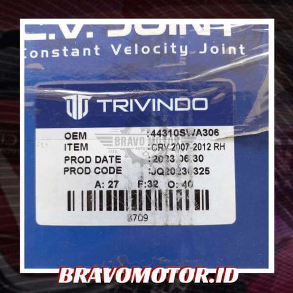 Trivindo 44310-SWA-306 CJIHO-009 VCJH-I10-R 27X32X40 CV joint INNER / Kokel dalam matik atau manual kanan-2