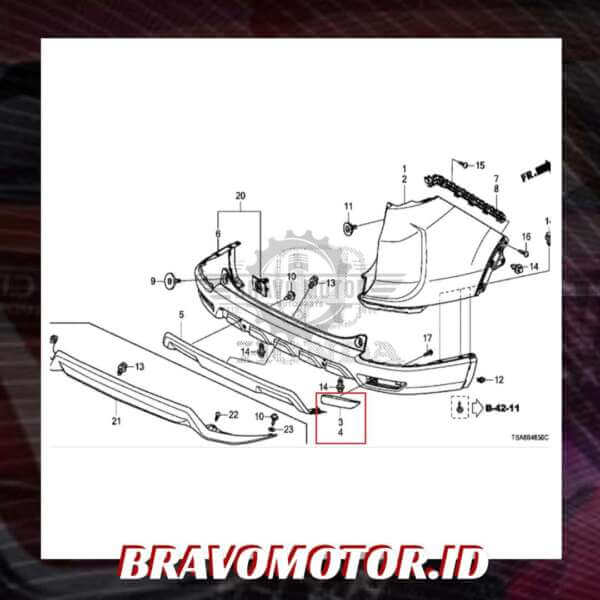 Original 33505-TE7-T01 Reflector belakang kanan-3