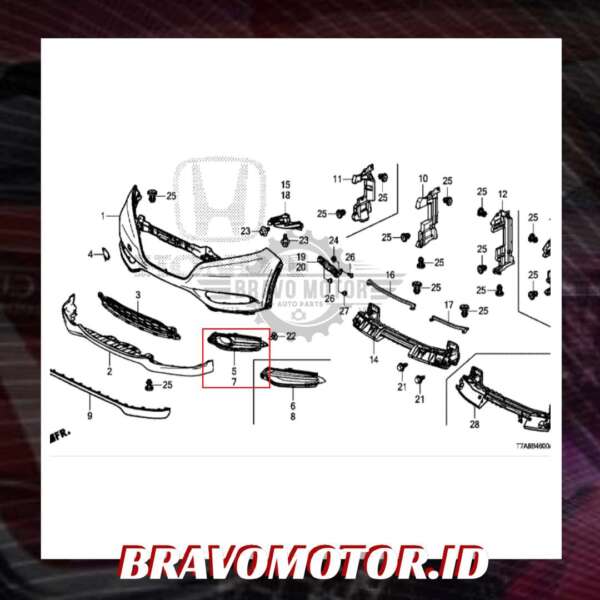 Original 71105-T7J-H00 Garnish fog depan kanan RU|15-17-3