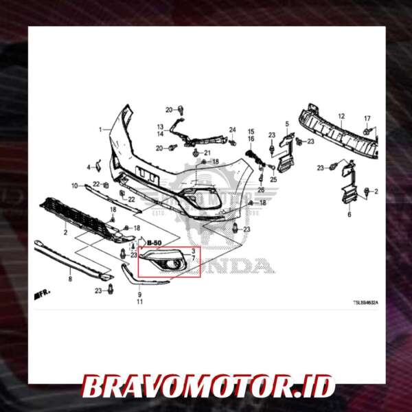 Original 71108-T5L-T80 Garnish fog depan kiri GK5-2