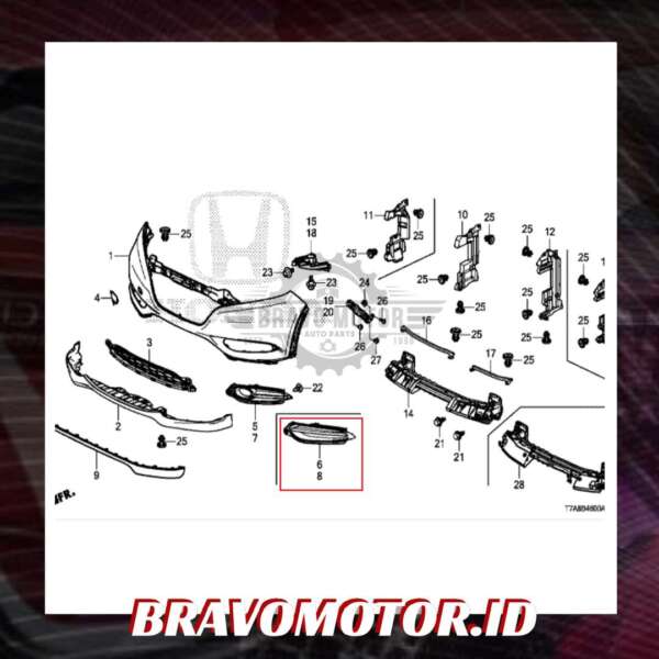 Original 71106-T7W-A00 Garnish fog depan kiri RU1/RU5-3