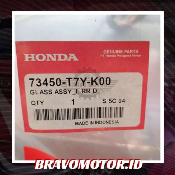 Original 73450 T7Y K00 Glass Assy Door / Kaca Pintu belakang kiri RU5