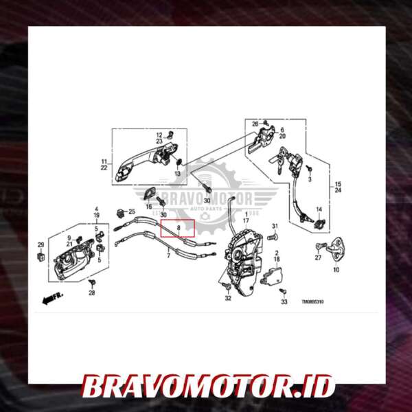 Original 72133-TM0-T01 Cable depan Door Lock GM2-3 Original 72133 TM0 T01 Cable depan Door Lock GM2